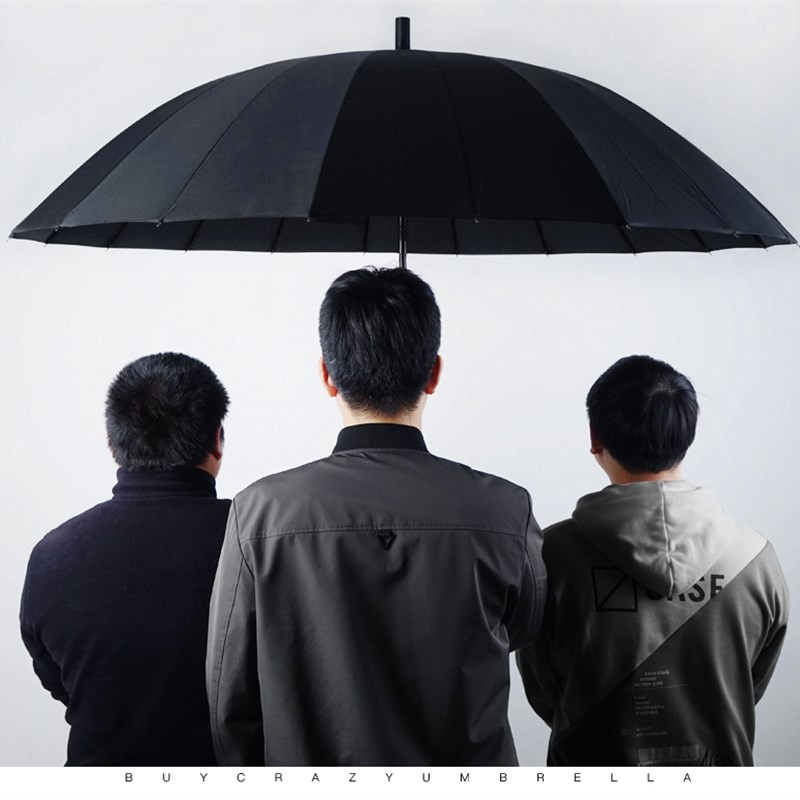 雨伞长柄大号2骨男士黑色直杆暴雨专用定制加大加固加厚结实抗风