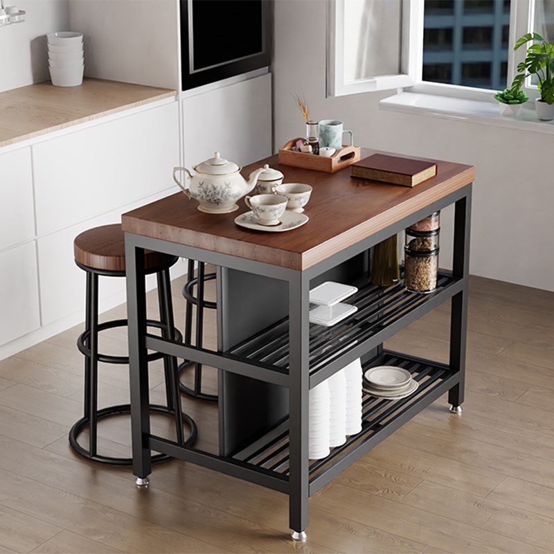 可移动中岛台餐桌一体家用岩板餐边橱柜隔断开放式小料理吧台单独