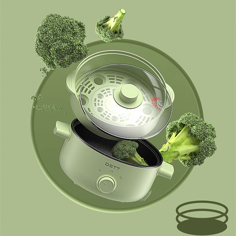 都市太太艾奇电煮锅家用多功能蒸煮锅宿舍迷你电热锅带蒸笼学生锅