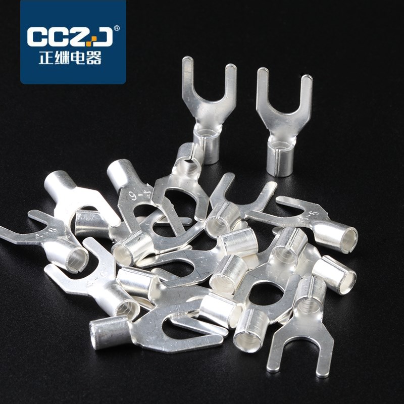UT10-5冷压裸端子铜鼻子接线耳U型叉形接线压接端子鼻连接器100只