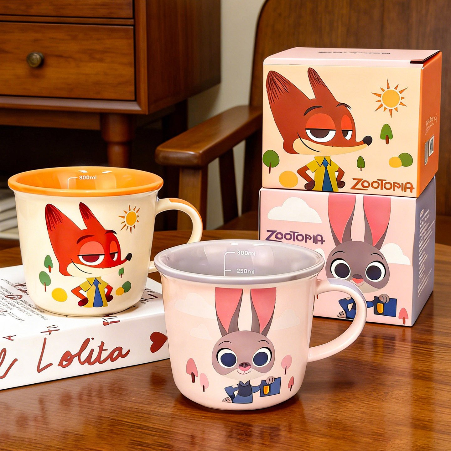 正版授权疯狂动物城水杯马克杯陶瓷高颜值咖啡杯早餐杯刻度牛奶杯