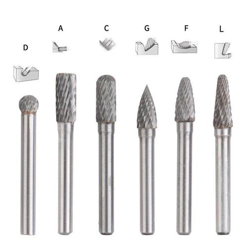 钨钢磨头硬质合金旋转锉刀钨钢滚磨刀ACDFG6*85件套套装打磨抛光