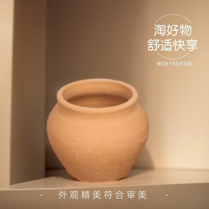 老式土陶盆粗陶陶罐花花器插干花花瓶复古透气瓦罐坛子室内外种植,家居饰品,花盆,淘宝优惠券,粉丝福利购,淘宝优惠卷