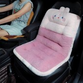 汽车坐垫冬季 车载毛绒座套腰靠一体垫子冬天女生后座后排座椅座垫