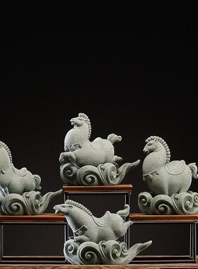 简约可爱马到成功创意生肖马摆件茶宠茶玩鱼缸造景客厅桌面装饰品