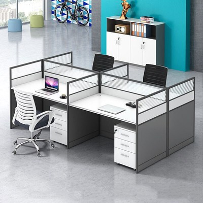 职员办公桌简约现代L型屏风卡座四人六人 八人员工位电脑桌椅组合