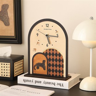 中古风桌面时钟复古摆件摆台式钟表摆放式静音座钟客厅电视柜装饰