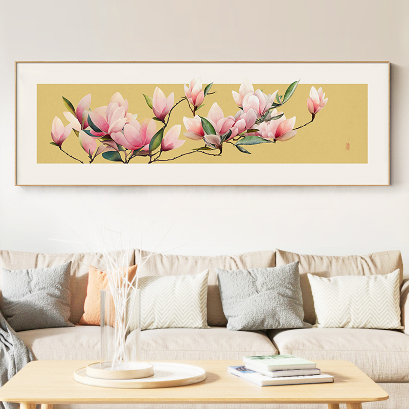 墙蛙大气客厅挂画现代沙发背景墙艺术壁画高雅玉兰卧室床头装饰画