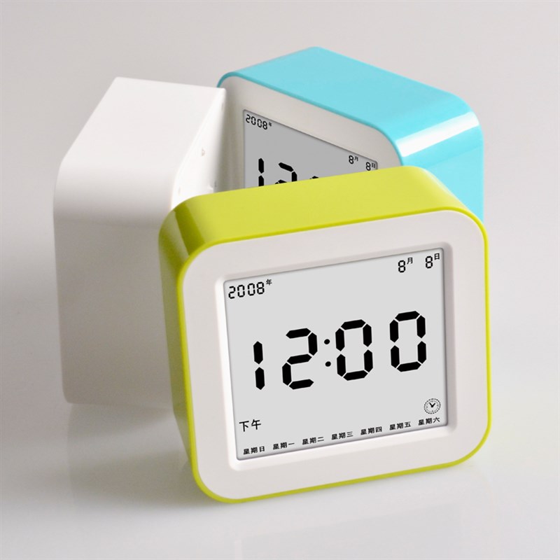 新款聪明钟夜光LCD四面时钟 多功能调音量闹钟  感光电子闹钟
