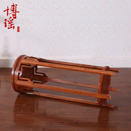 仿古红木花架花梨木客厅花架中式实木落地花几盆景鱼缸架子圆形