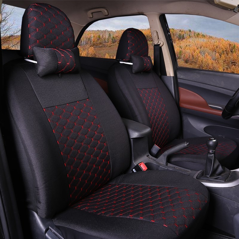 大众捷达桑塔纳宝来POLO朗逸汽车座全包四季通用亚麻布艺坐垫