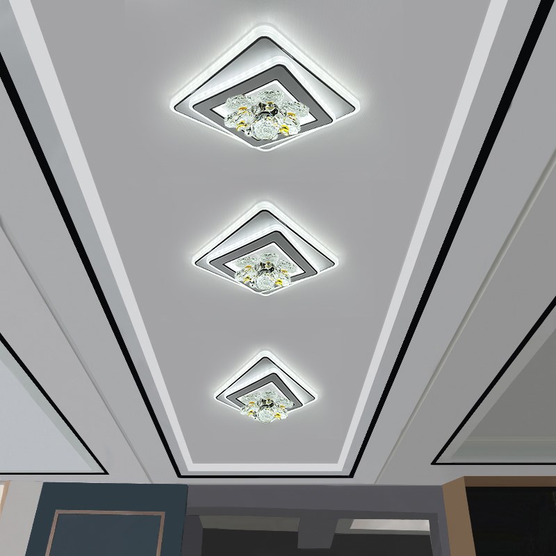 LED水晶过道灯走廊灯嵌入式入户玄关阳台天花灯现代简约2023年新