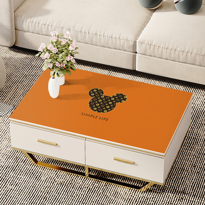 皮革茶几垫子防水防烫防油免洗台布长方形餐桌布 简约现代pvc桌垫