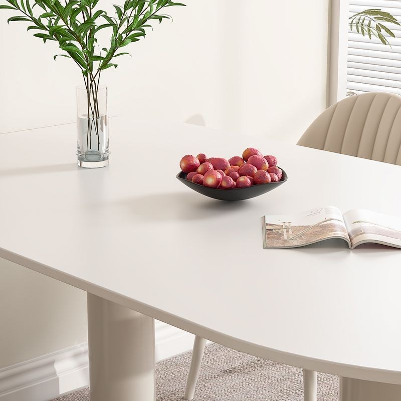 简约岩板餐桌椅小户型家用创意个性多功能人人位奶油风餐桌