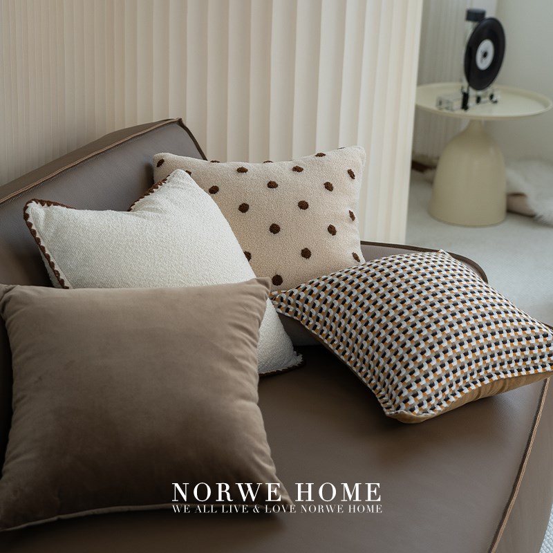 咖色抱枕法式美拉德风波点枕套样板间客厅沙发靠枕靠背咖啡店靠垫