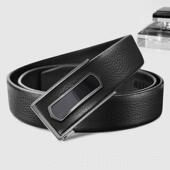 正品 带 青年头牛皮腰带中裤 男层士皮务年带真皮自动扣内穿式 商正装