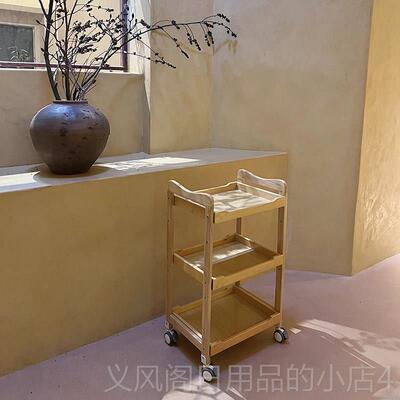 正品侘寂风美容院纯实木推车SAP肤会所工具车日物式皮管理移动置