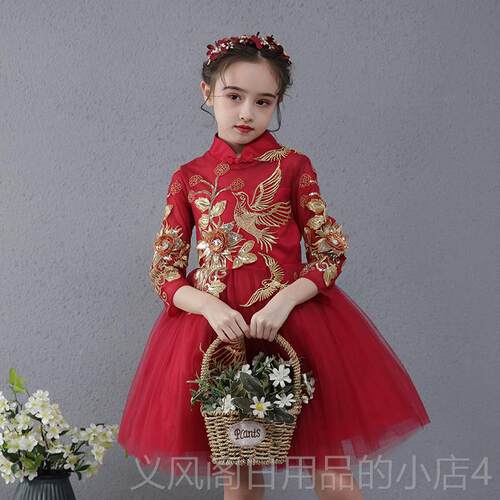 正品赛元旦童演出服装儿童公主裙男西装演女讲比主持人礼服红色表
