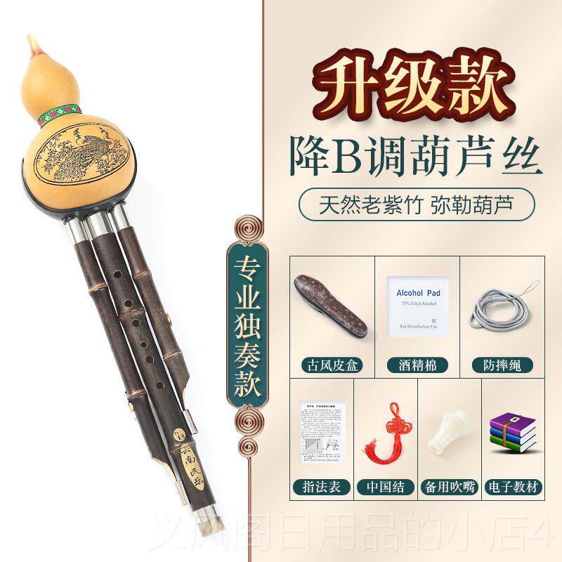 正品天降然紫竹葫芦丝乐器调B调初者儿童专C业演奏型成人小学学生