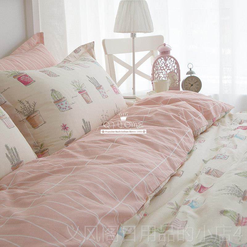 正品m韩公风主风纯棉四件套北欧沁田居欧美简约卡通1.2三件套式SE