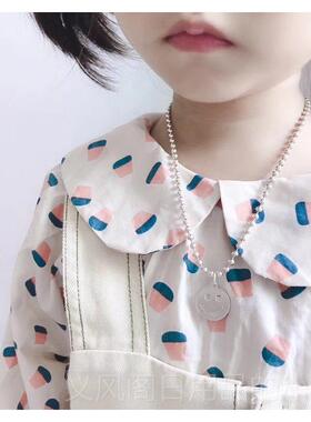 正品999情纯银笑刻脸字图儿童链侣宝项宝定制防走丢牌生日儿童节