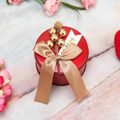 正品 结婚礼喜盒子马口铁盒个性糖果盒包装圆形金色伴盒手礼品网