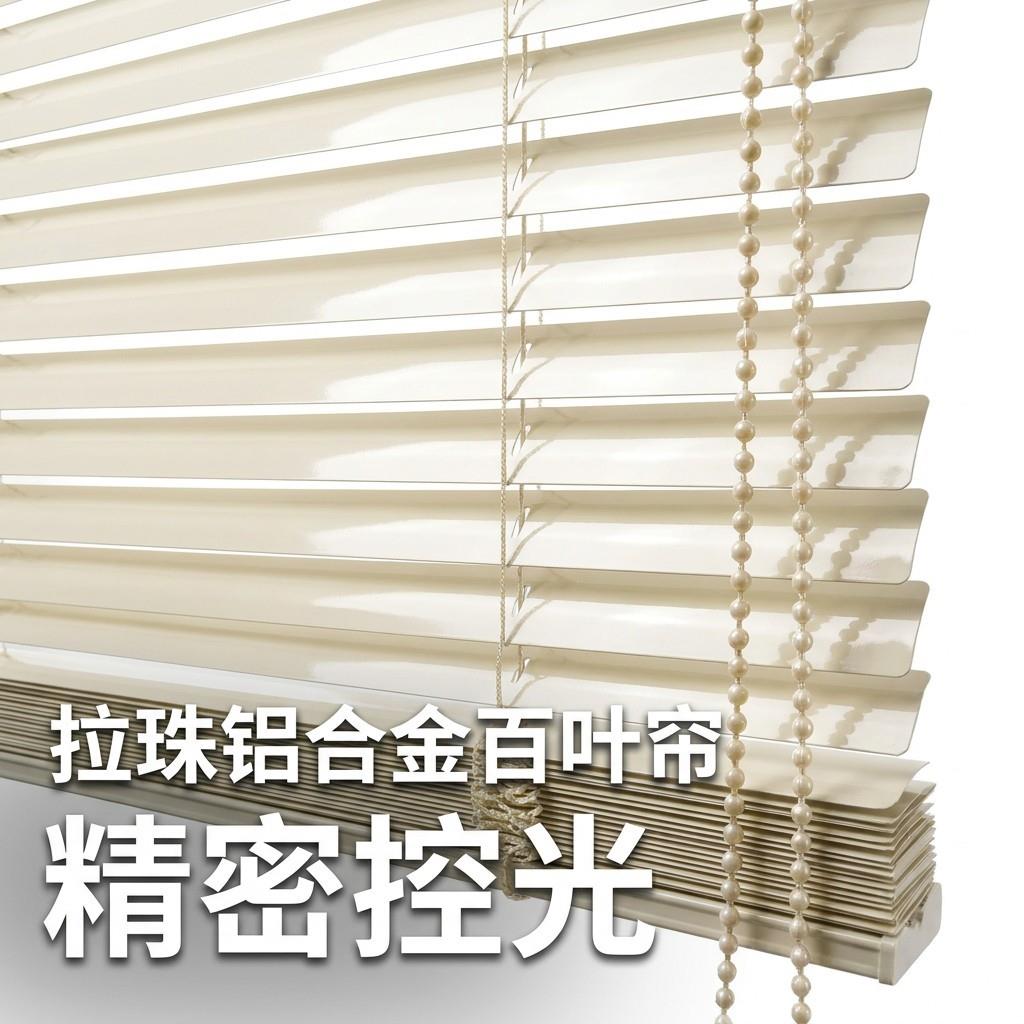 百叶窗公室卫生间浴室卧室厨房卷拉式25MM净色拉珠铝合金百叶帘图片