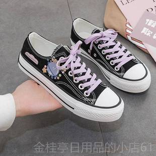 高档孩3码帆布鞋女鞋学高帮初中学生女4秋款大童板鞋冬季加绒小生