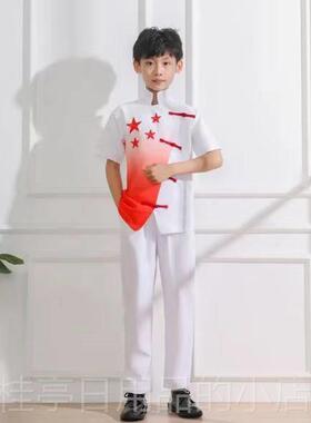 高档旦儿童红色爱国女朗诵演出服中国风合唱讲比赛服装演小学元生