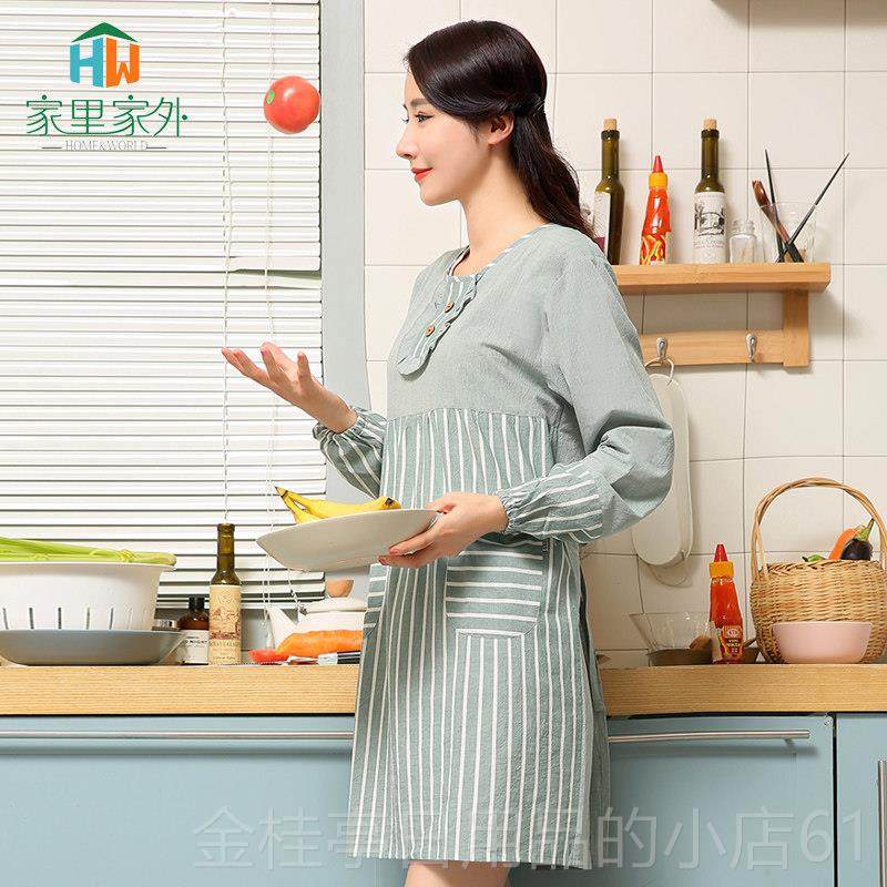 高档围裙韩尚工防作服厨房家用长袖防水版油时纯棉薄款罩衣女大人,家庭/个人清洁工具,围裙,淘宝优惠券,粉丝福利购,淘宝优惠卷