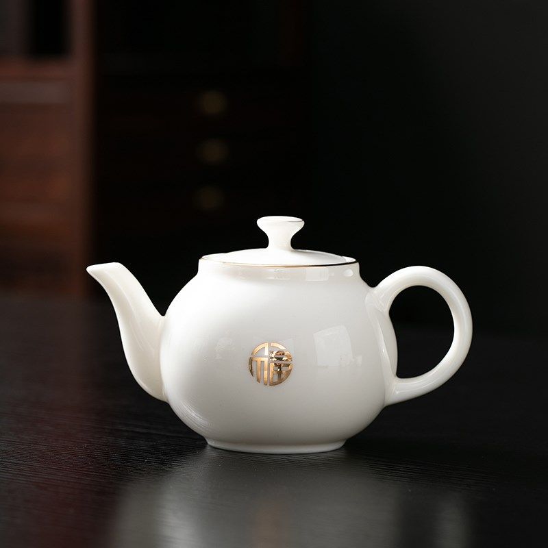 羊脂玉瓷茶壶侧把壶家用泡茶器功夫茶具三才盖碗单个陶瓷茶杯中式,餐饮具,茶壶,淘宝优惠券,粉丝福利购,淘宝优惠卷