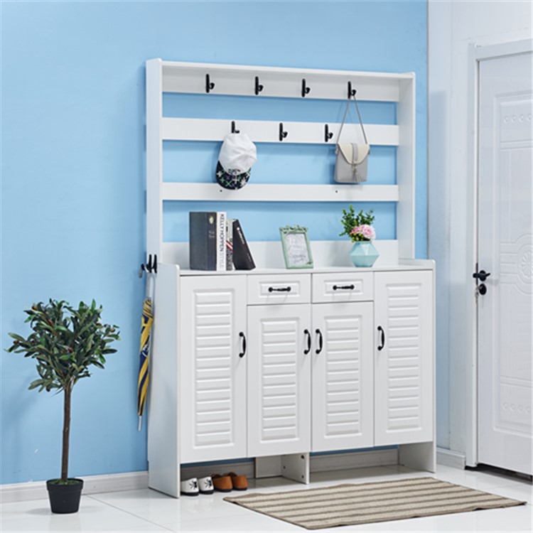 入门鞋柜衣帽柜组合家用门口储物柜大容量玄关经济型多功能柜白色