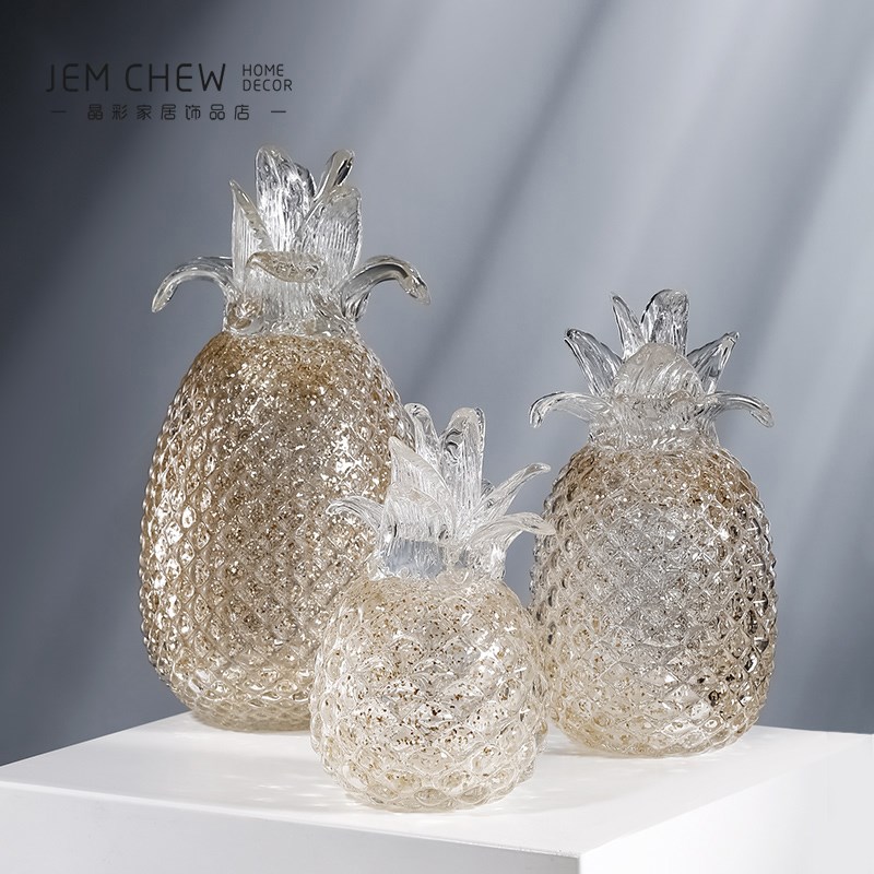 现代简约实心菠萝摆件办公桌书房玄关电视柜客餐厅桌面家居饰品