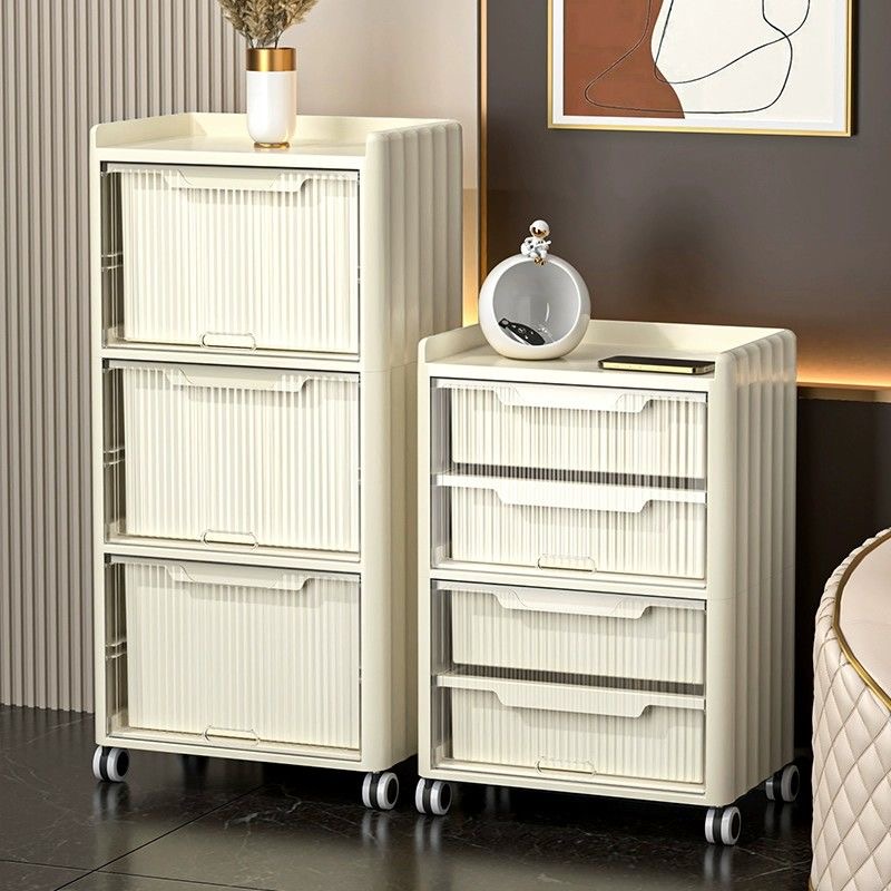 抽屉式收纳柜家用客厅置物柜多层夹缝储物柜子卧室床头柜简约现