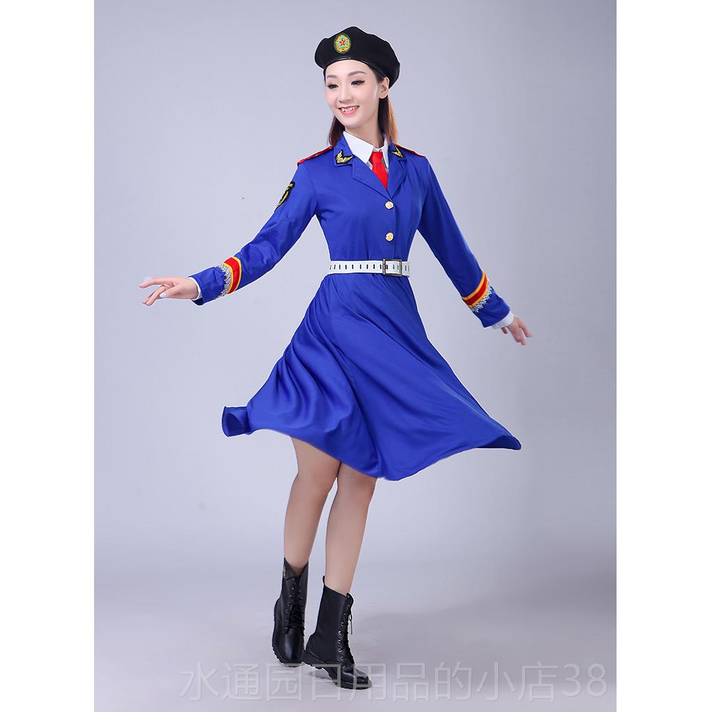 正品誓言服装纯色弹军事合广场舞力服装女兵制服系列队舞服女长裙