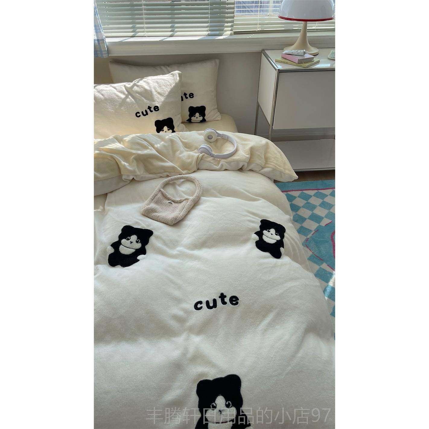 正品梨 爱卡通秋保暖加梦厚牛奶可绒四件套床单被套珊瑚绒床上冬,床上用品,床品套件/四件套/多件套,淘宝优惠券,粉丝福利购,淘宝优惠卷