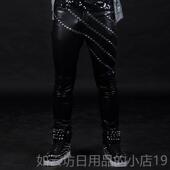 紧演身夜酒吧男歌手店出服铆钉修身 皮男士 古着皮裤 正品 哈雷裤 机车