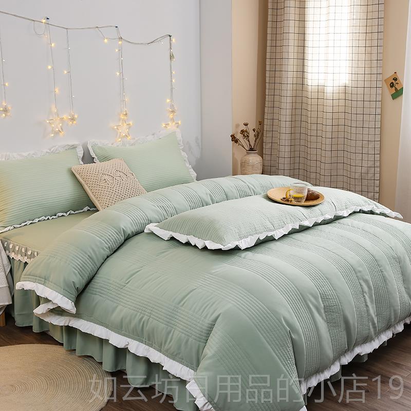 正品冬床品秋加厚磨水洗棉床上四件夹棉被套床裙套床笠毛三件套被