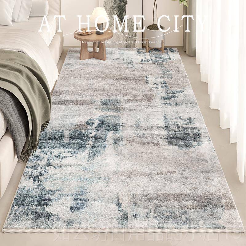 正品代简约地长毯客厅彷羊绒高现端卧室床边毯毛绒条家用茶毯几小