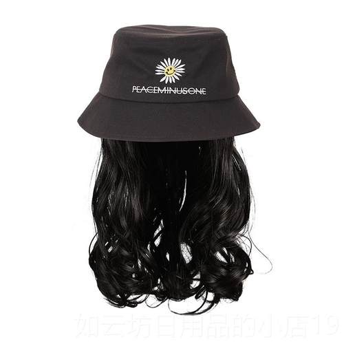 正品儿假童发帽时尚韩版童渔夫拆帽网红小雏菊可卸卷发旅女游拍照