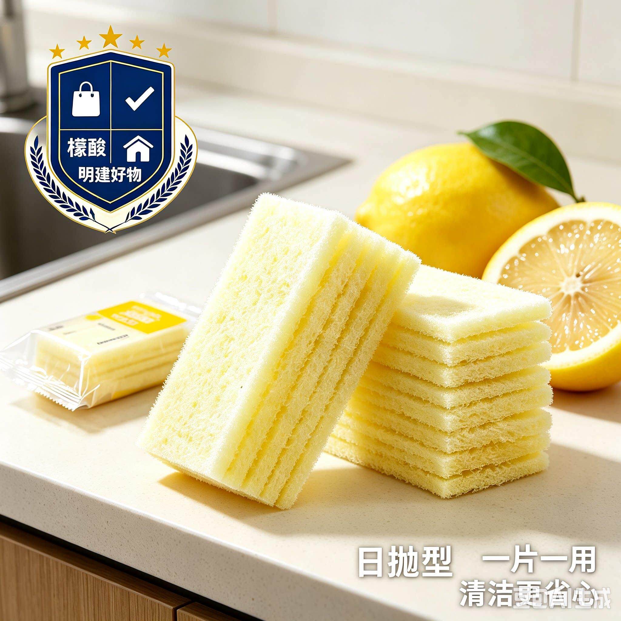 柠檬酸百厨房不锈钢81980去污布除垢洁玻璃水龙X头去水垢清洁海绵
