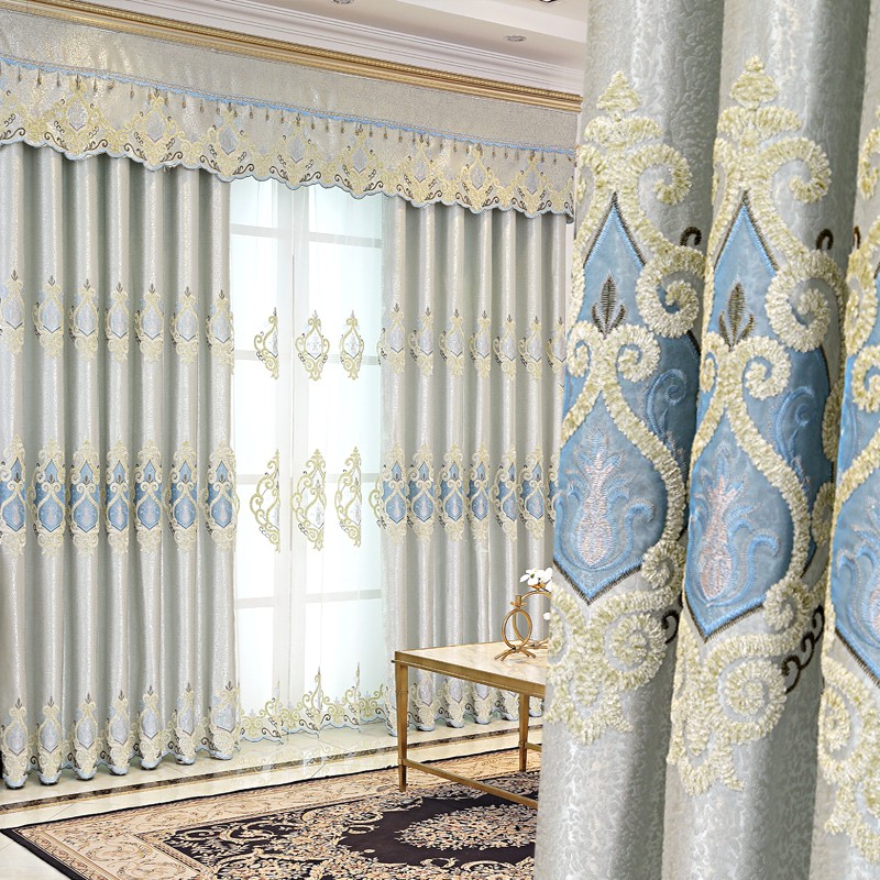 绣花高档欧式窗帘定制落地飘窗客厅卧室书房成品布料奢华大气窗纱