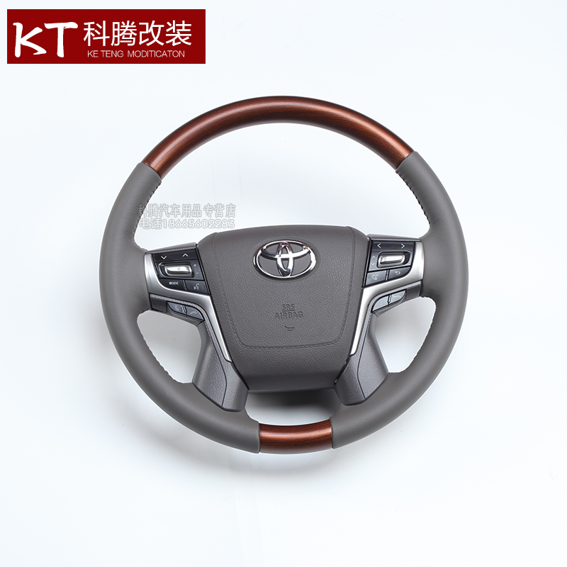 03-09霸道改新款19霸道方向盘总成  LC0普拉多桃木内饰改装专用