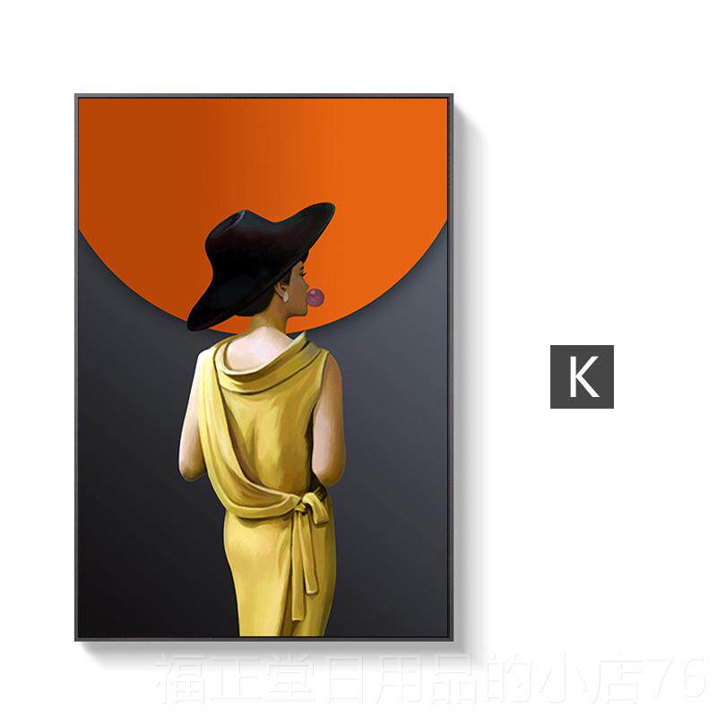 高档女玄关装饰画橙色现轻奢人级物美壁画橘卧室床代头卫生间挂画