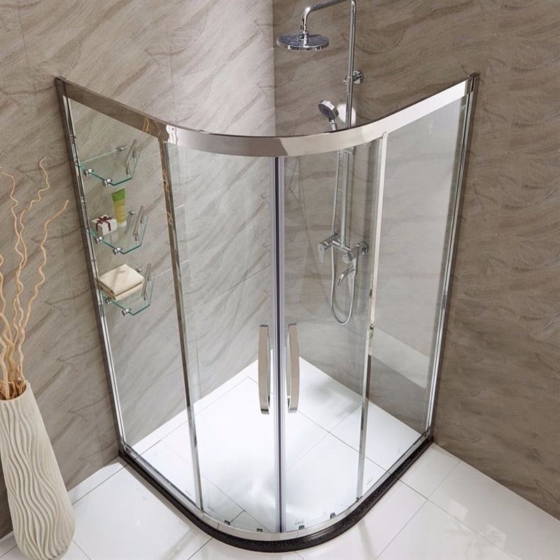 弧形淋浴房浴室玻璃隔断干湿分离卫生间淋浴隔断推拉门家用定制
