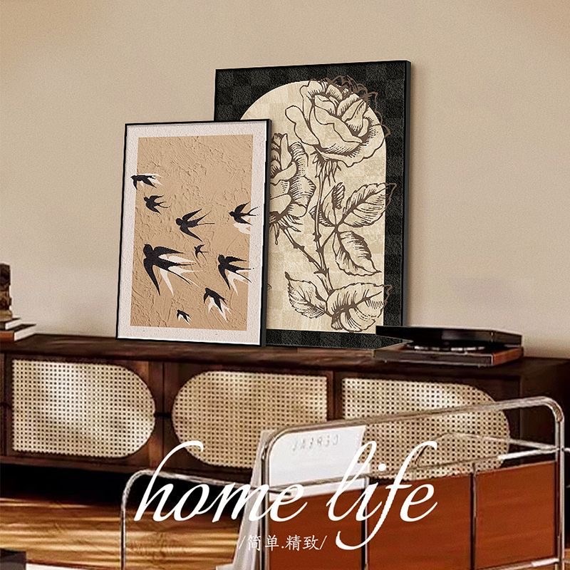 轻法式中古风装饰画艺术挂画壁画客厅复古落地画桌面斗柜摆画