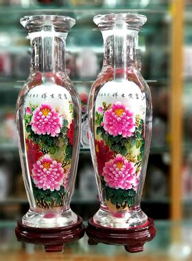 纯手工绘画工艺品内画花瓶富贵吉祥时尚摆件商务礼品送领导