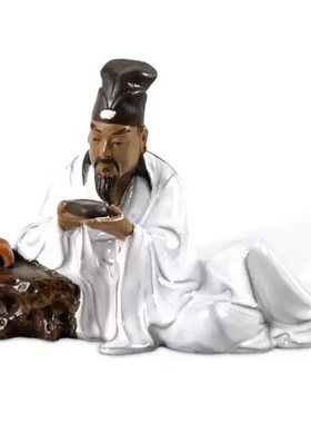 石湾陶瓷苏东坡盆景假山人物桌面客厅酒柜茶台创意装饰摆件陶渊明