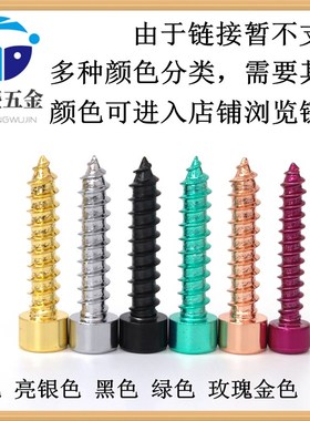 紫色30不锈钢圆柱头内六角自攻螺丝喇叭固定螺丝杯头尖尾木螺钉