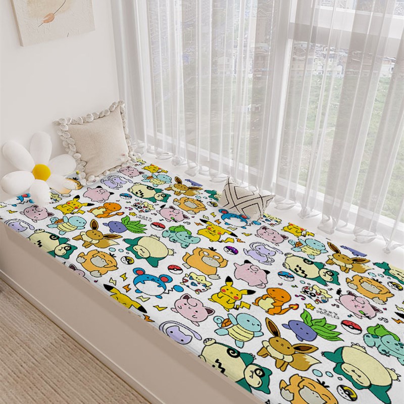 定制卡通飘窗垫毛绒垫宝可梦可爱卡通儿童家用窗台垫地毯新款坐垫